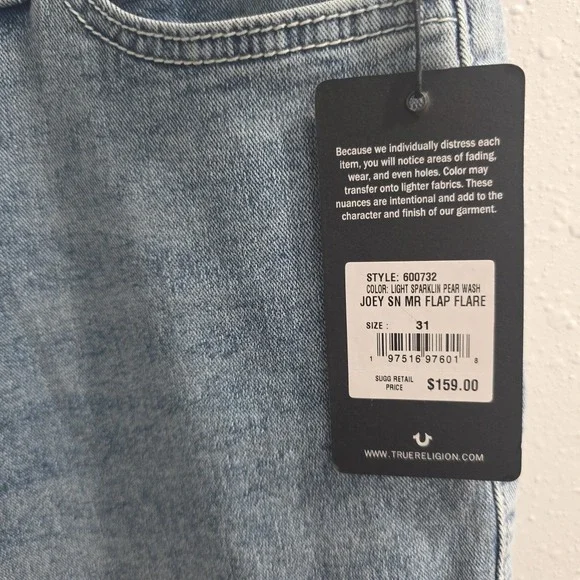 True Religion‎ NWT Jeans Joey Mid-Rise Flare Size 31 New With Tags Womens Jeans - Picture 3 of 8
